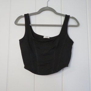 Lime - Black Crop Tank Top (Corset look) Small